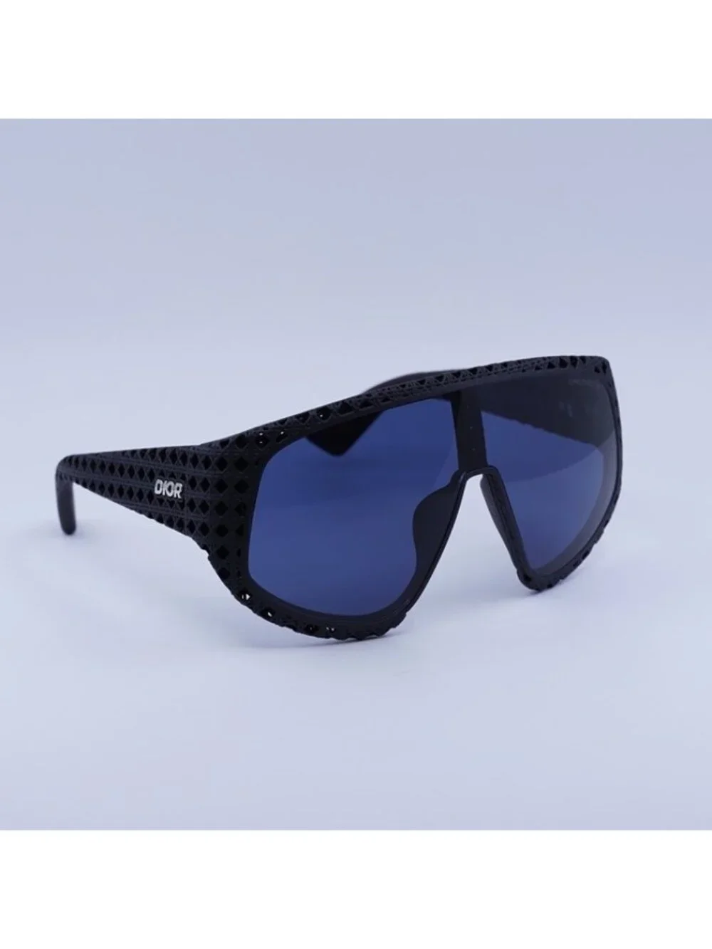 Dior DIOR3D M1U 11B0 Sunglasses Matte Black Shield Frame, Blue Lenses